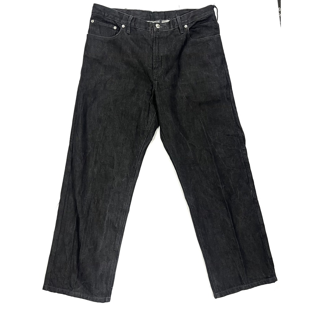 SEAN JOHN Men's 38x30 Black Baggy Denim Jeans Embroidered Y2K 90s Hip Hop Vintag